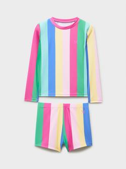 Crew Clothing Kids' UPF50+ Stripe Rash Vest & Shorts Set, Multi, Multi