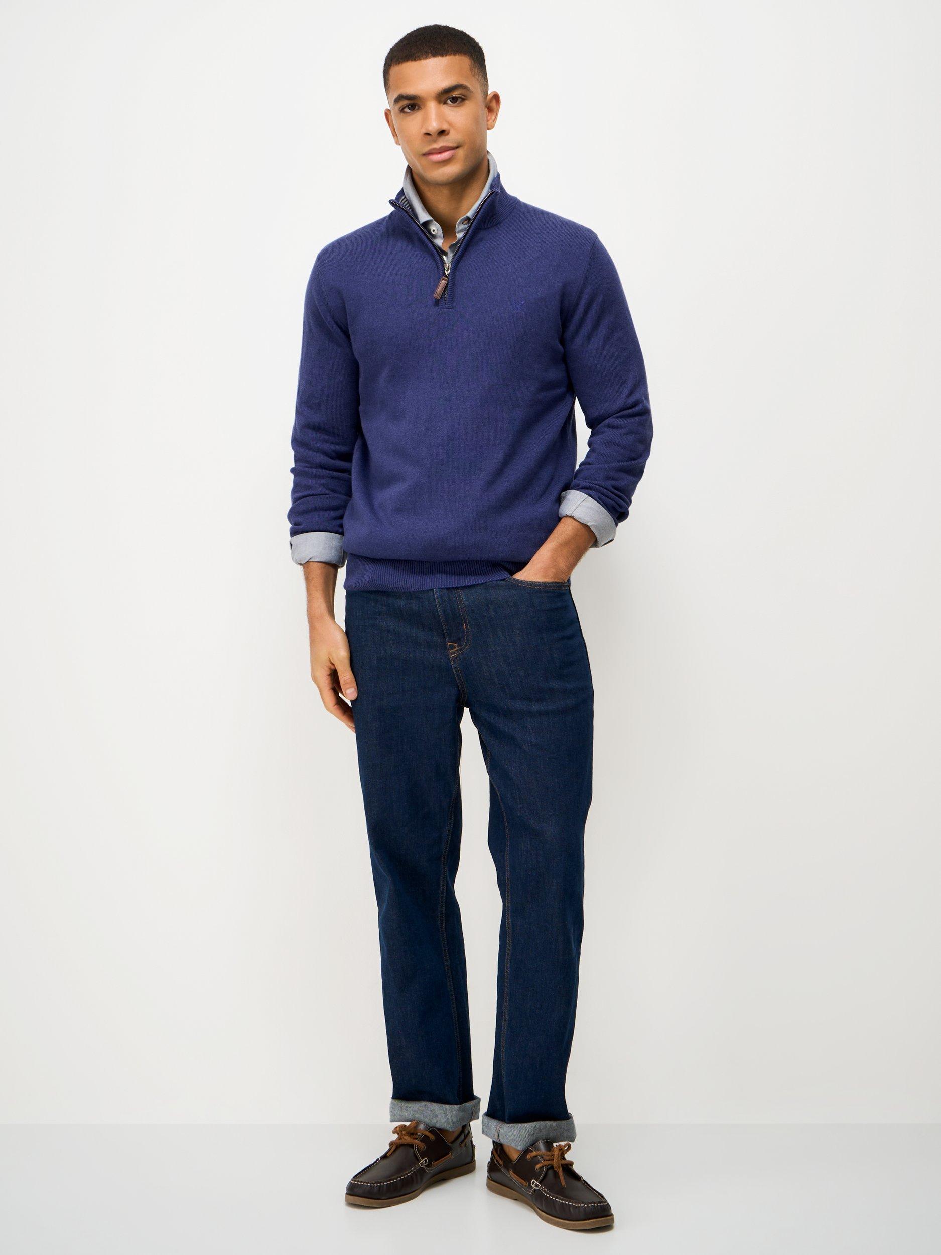 Product image 3 of 5, which shows Crew Clothing Cotton Half-Zip Jumper, Dark Blue, XS