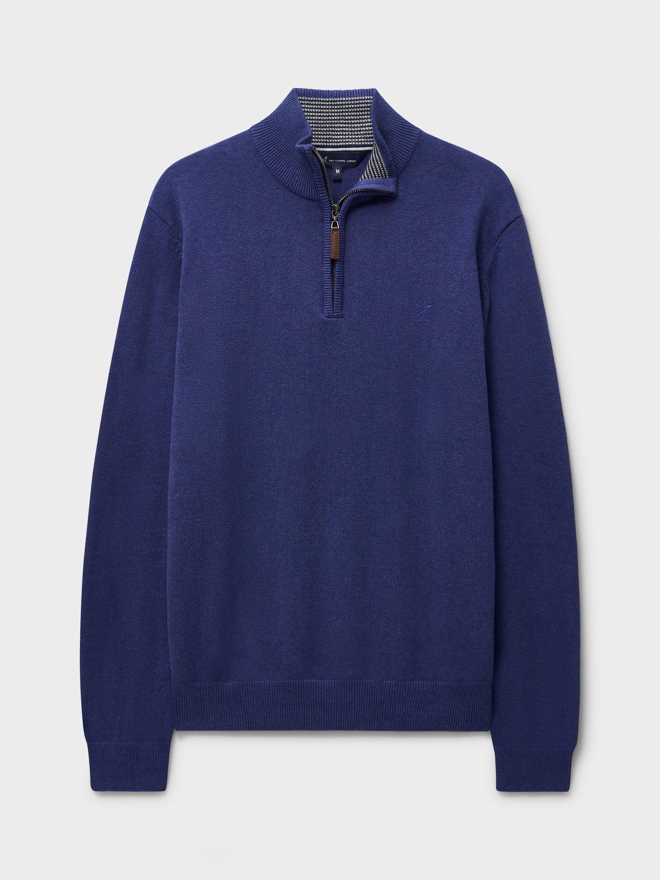 Product image 5 of 5, which shows Crew Clothing Cotton Half-Zip Jumper, Dark Blue, XS