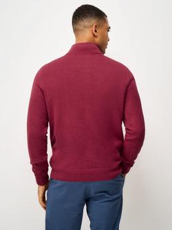 Crew Clothing Cotton Half-Zip Jumper - view 2, Red Wine