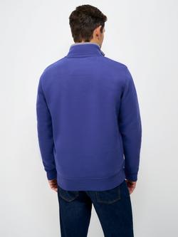 Crew Clothing Cotton Blend Half-Zip Sweatshirt, Royal Blue - view 2, Royal Blue