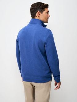 Crew Clothing French Rib Half Zip Jumper, Indigo Blue - view 2, Bright Blue