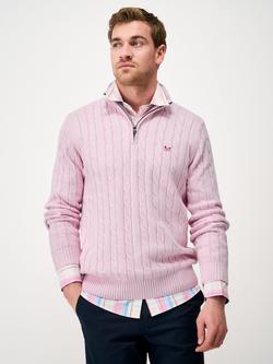 Crew Clothing Cotton Cable Knit Jumper, Pastel Pink, Pastel Pink