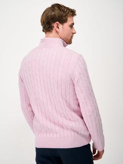 Crew Clothing Cotton Cable Knit Jumper, Pastel Pink - view 2, Pastel Pink