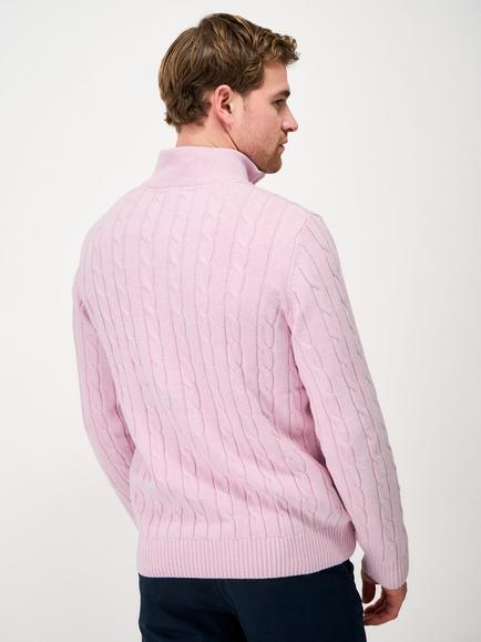 Crew Clothing Cotton Cable Knit Jumper, Pastel Pink - view 2, Pastel Pink