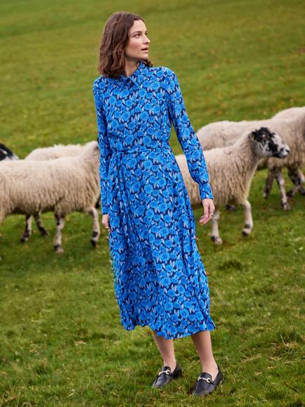 Crew Clothing Sadie Long-Sleeve Shirt Dress, Dark Blue, Dark Blue