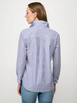 Crew Clothing Stripe Relaxed Fit Poplin Shirt, Navy Blue - view 2, Navy Blue