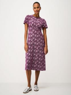 Crew Clothing Jenna Flutter Sleeve Jersey Dress containing LENZING™ ECOVERO™ Viscose, Bordeaux Red, Bordeaux Red