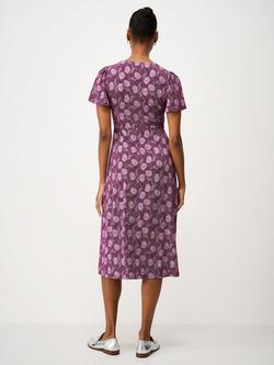 Crew Clothing Jenna Flutter Sleeve Jersey Dress containing LENZING™ ECOVERO™ Viscose, Bordeaux Red - view 2, Bordeaux Red