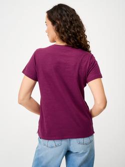 Crew Clothing Cotton V-Neck T Shirt, Burgundy Red - view 2, Burgundy Red