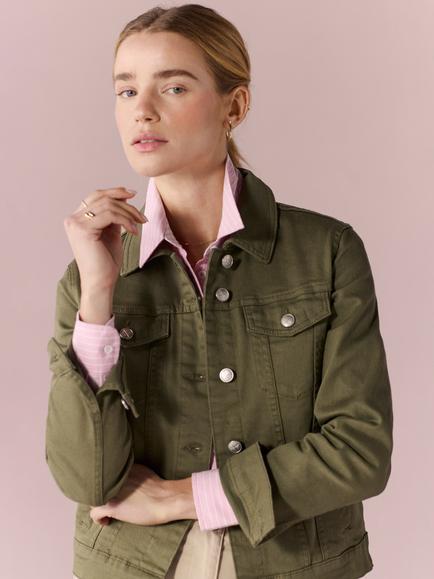 Crew Clothing Western Denim Jacket, Olive Green