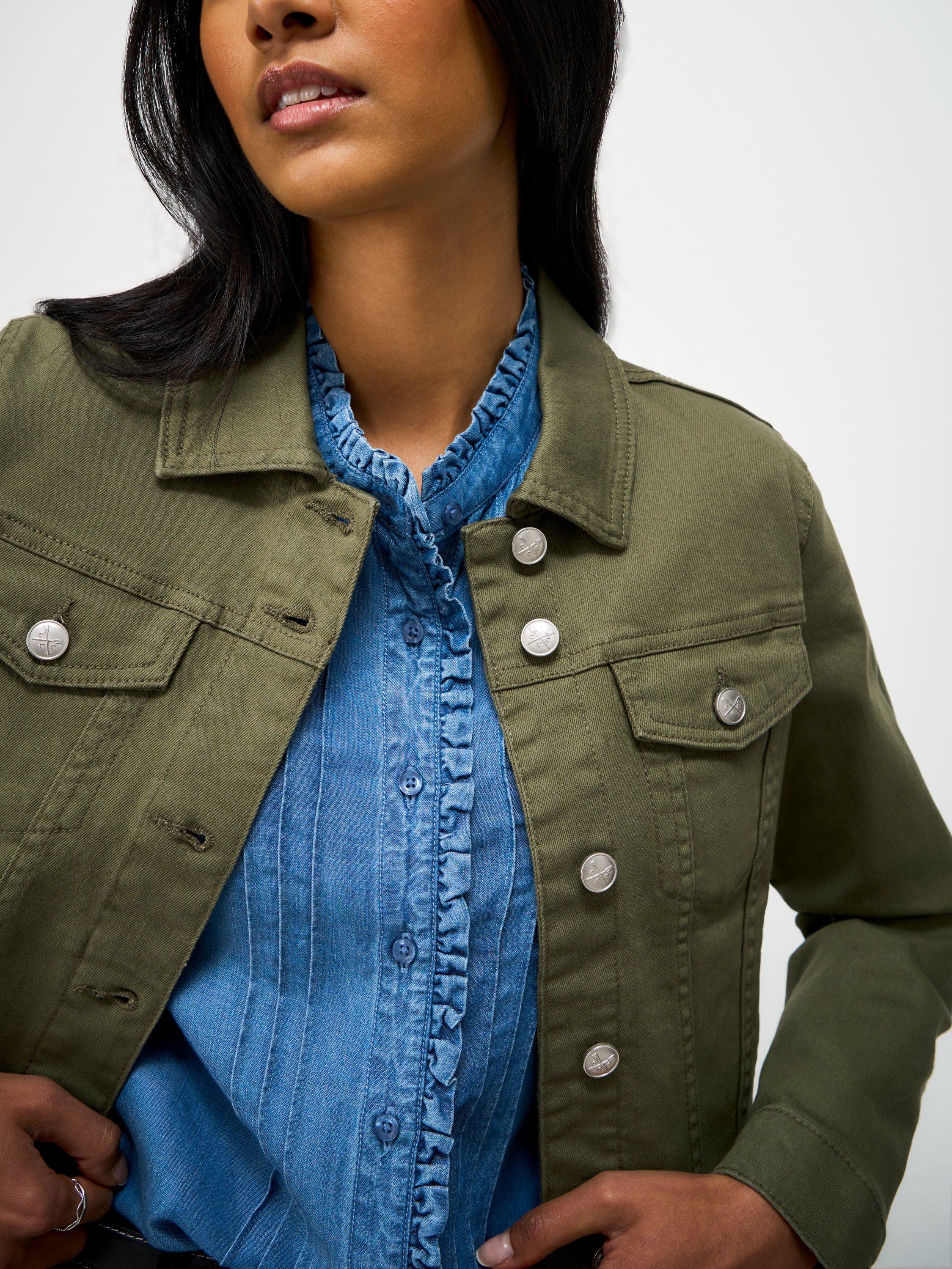 Product image 4 of 5, which shows Crew Clothing Western Denim Jacket, Olive Green, 8