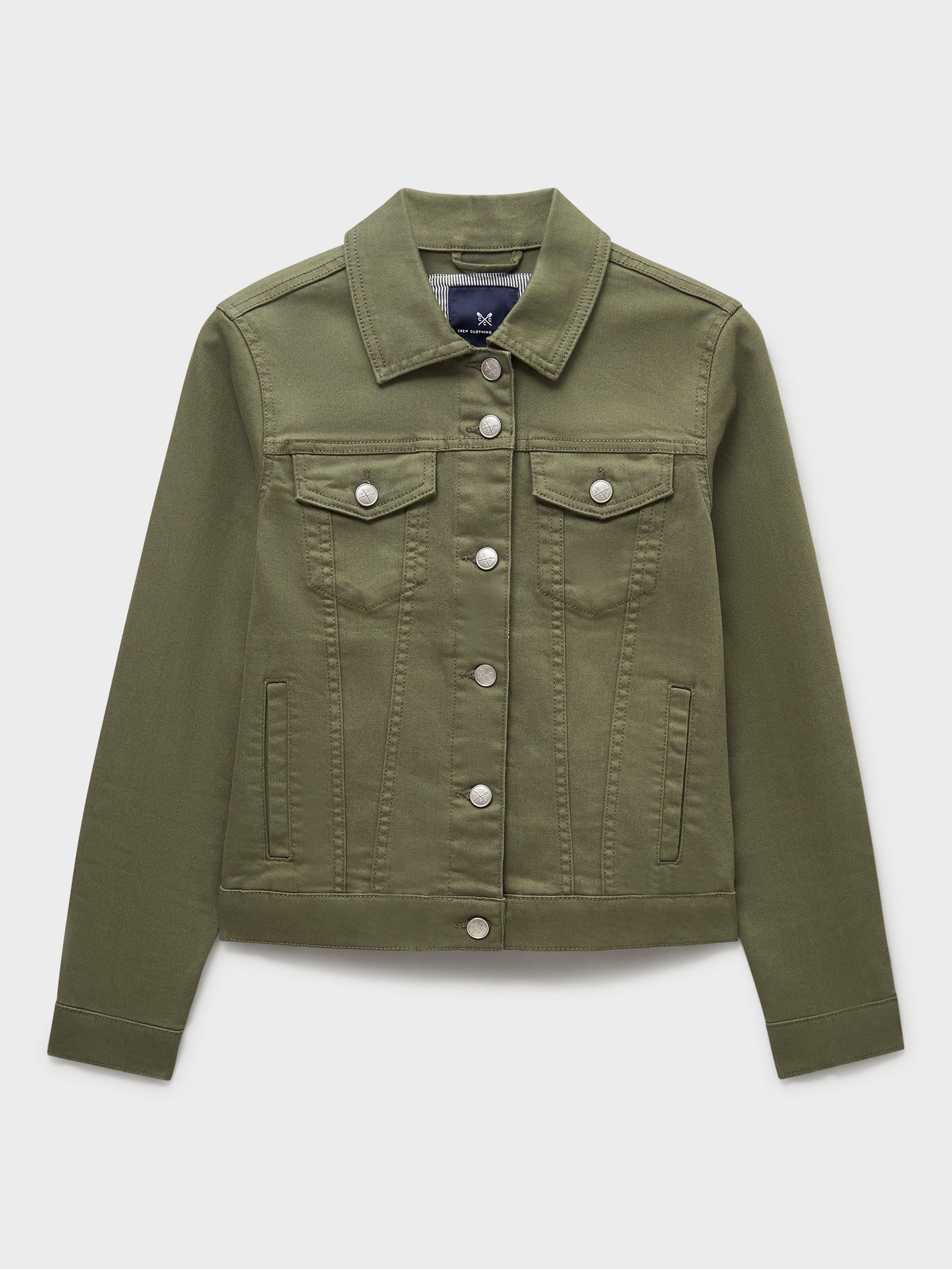 Product image 5 of 5, which shows Crew Clothing Western Denim Jacket, Olive Green, 8