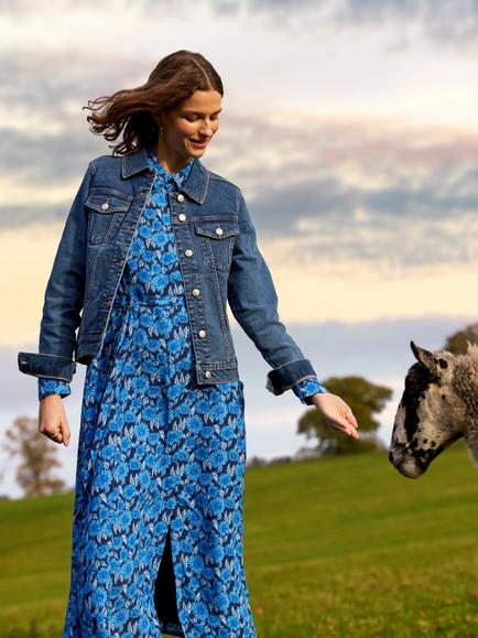 Crew Clothing Western Denim Jacket, Mid Blue, Mid Blue