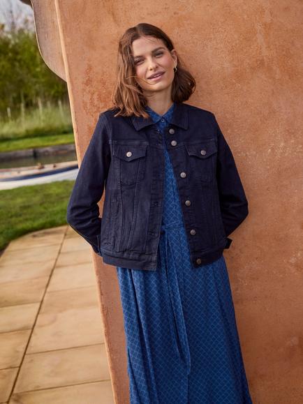 Crew Clothing Western Denim Jacket, Dark Blue
