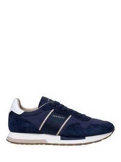 Hackett London Keston Symbol Leather & Suede Trainers, Navy, Navy