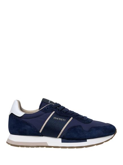 Hackett London Heritage Keston Symbol Leather & Suede Trainers, Navy, Navy