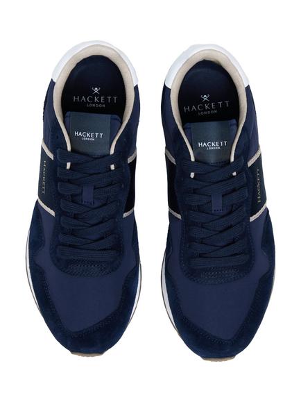 Hackett London Heritage Keston Symbol Leather & Suede Trainers, Navy - view 2, Navy