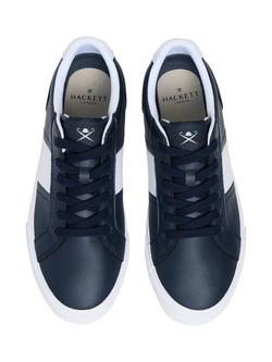 Hackett London Blake Handle Leather & Suede Trainers - view 2, Navy