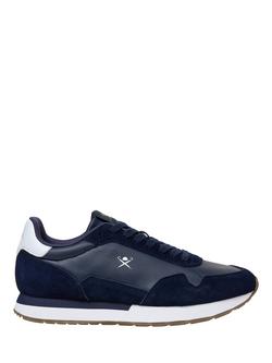 Hackett London Vector Plain Leather & Suede Trainers, Navy