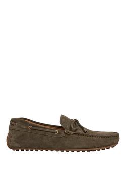 Hackett London Nubuck Driving Shoes, Khaki Green, Khaki Green