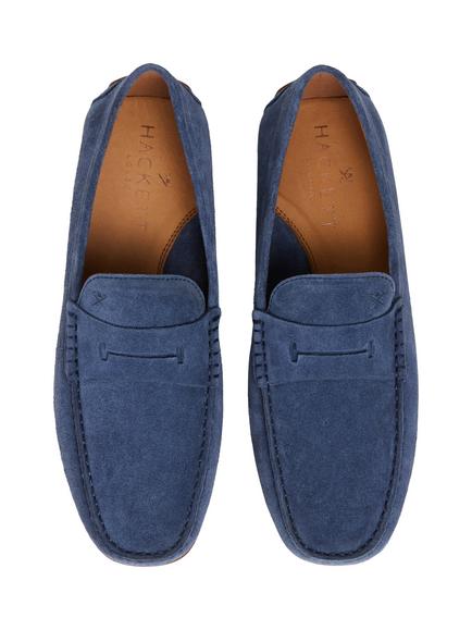 Hackett London Driver Saddle Suede Loafers - view 2, Summer Blue
