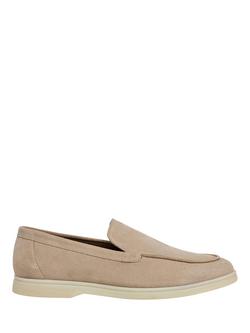 Hackett London Martin Plain Suede Loafers, Sand Beige