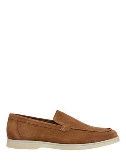 Hackett London Martin Plain Suede Loafers, Nut Brown