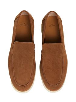 Hackett London Martin Plain Suede Loafers - view 2, Nut Brown