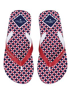 Hackett London Capri Gill Flip Flops - view 2, Light Red