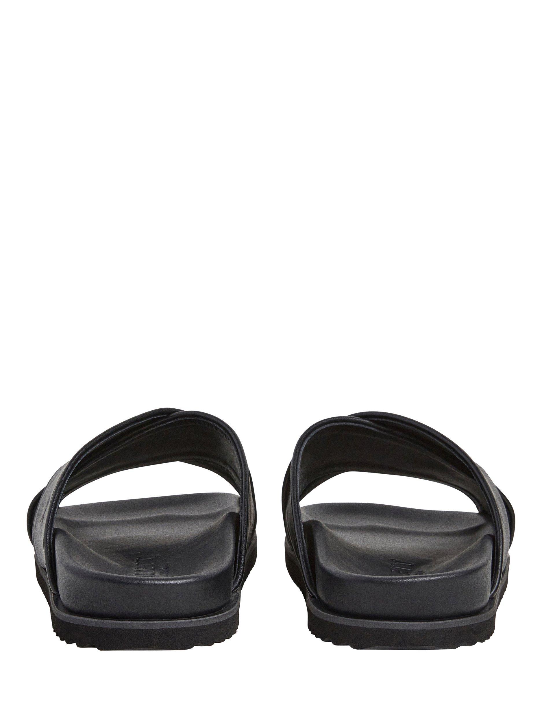 Product image 3 of 6, which shows Hackett London Mikonos Leather Cross Over Footbed Sandals, Black, 6