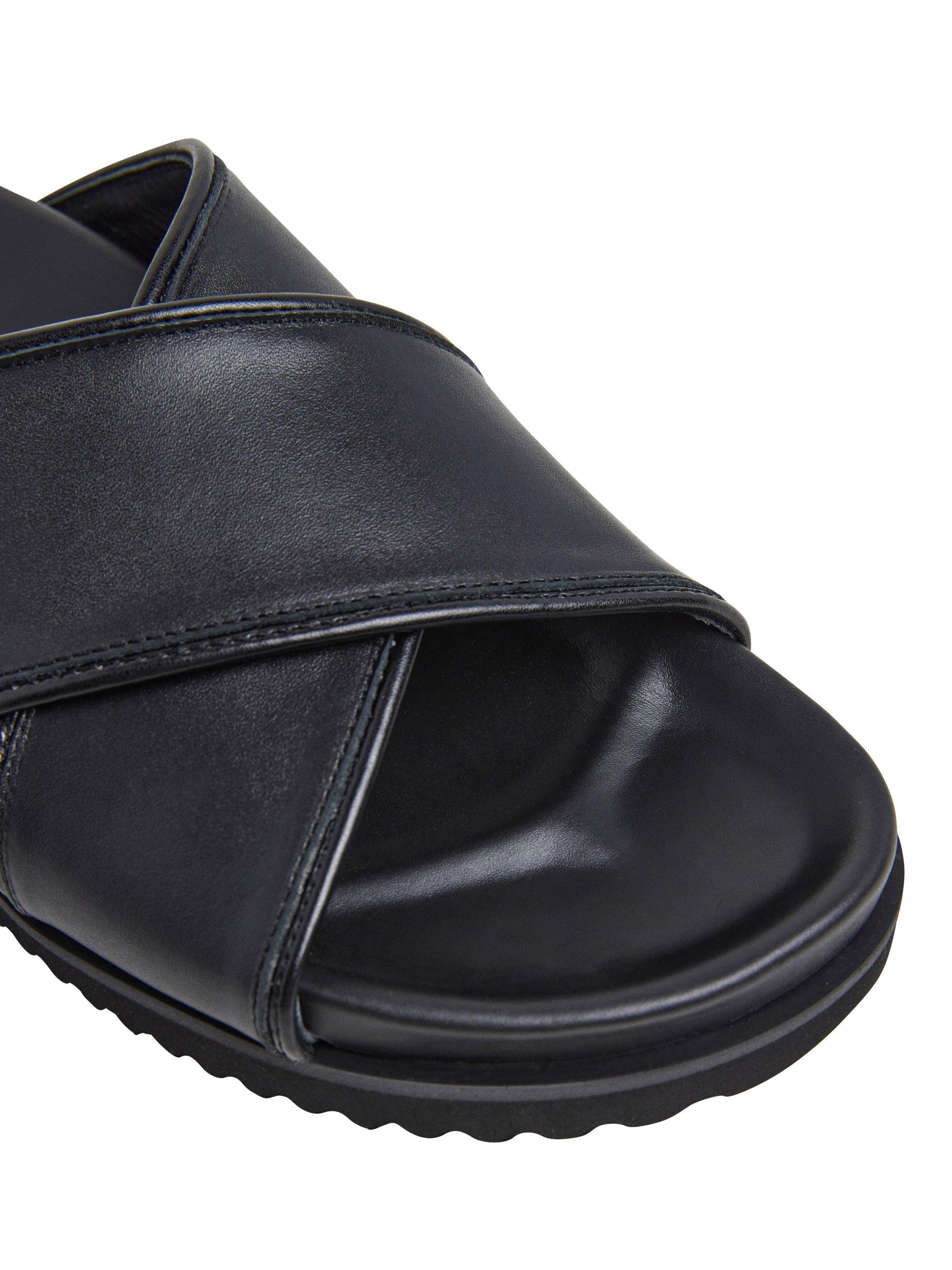 Product image 5 of 6, which shows Hackett London Mikonos Leather Cross Over Footbed Sandals, Black, 6