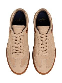 Hackett London Beck Ivys Leather & Suede Trainers, Malt Beige - view 2, Malt Beige