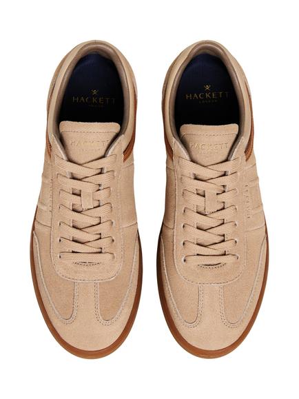 Hackett London Heritage Beck Ivys Leather & Suede Trainers, Malt Beige - view 2, Malt Beige