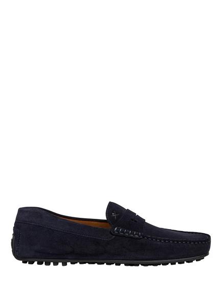 Hackett London Driver Saddle Suede Loafers, Ink Blue
