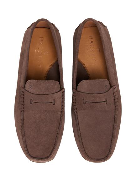 Hackett London Driver Saddle Suede Loafers - view 2, Toffee Brown