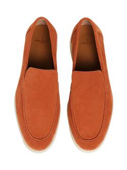 Hackett London Martin Plain Suede Loafers - view 2, Peach Orange