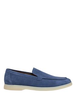 Hackett London Martin Plain Suede Loafers, Washed Navy Blue