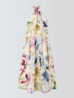 John Lewis Abstract Print Halterneck Midi Dress, Abstract Print, Abstract Print