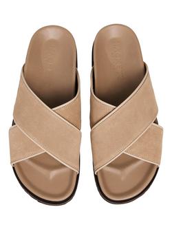 Hackett London Mikonos Highcross Suede Sandal, Sand Beige - view 2, Sand Beige