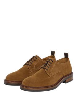 Hackett London Egmont Suede Formal Derby Shoes, Nut Brown - view 2, Nut Brown