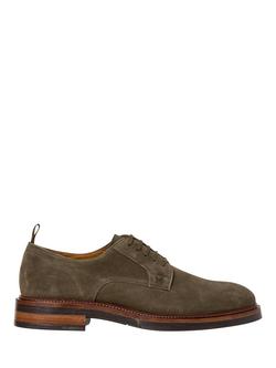 Hackett London Egmont Fine Suede Derby Shoes, Khaki Green, Khaki Green