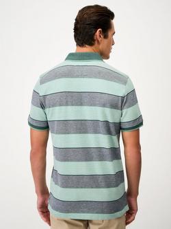 Crew Clothing Oxford Stripe Polo Shirt, Light Green/Grey - view 2, Light Green/Grey