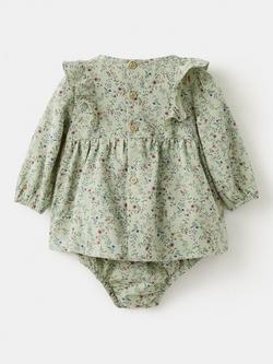 Mango Baby Romi Smock Dress, Green - view 2, Green