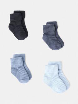 Mango Baby Plain Ankle Socks, Pack of 4, Navy, Navy