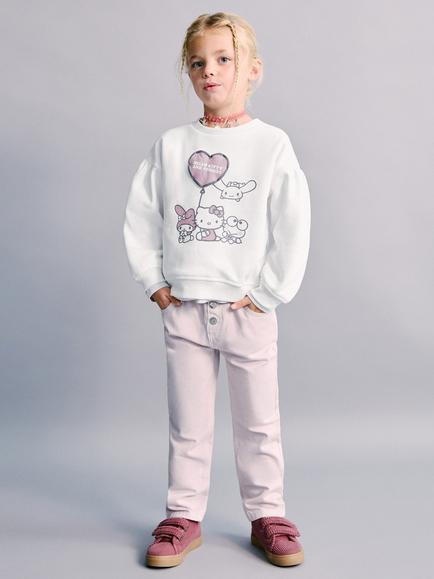 Mango Kids' Cotton Paperbag Jeans, Pink, Pink