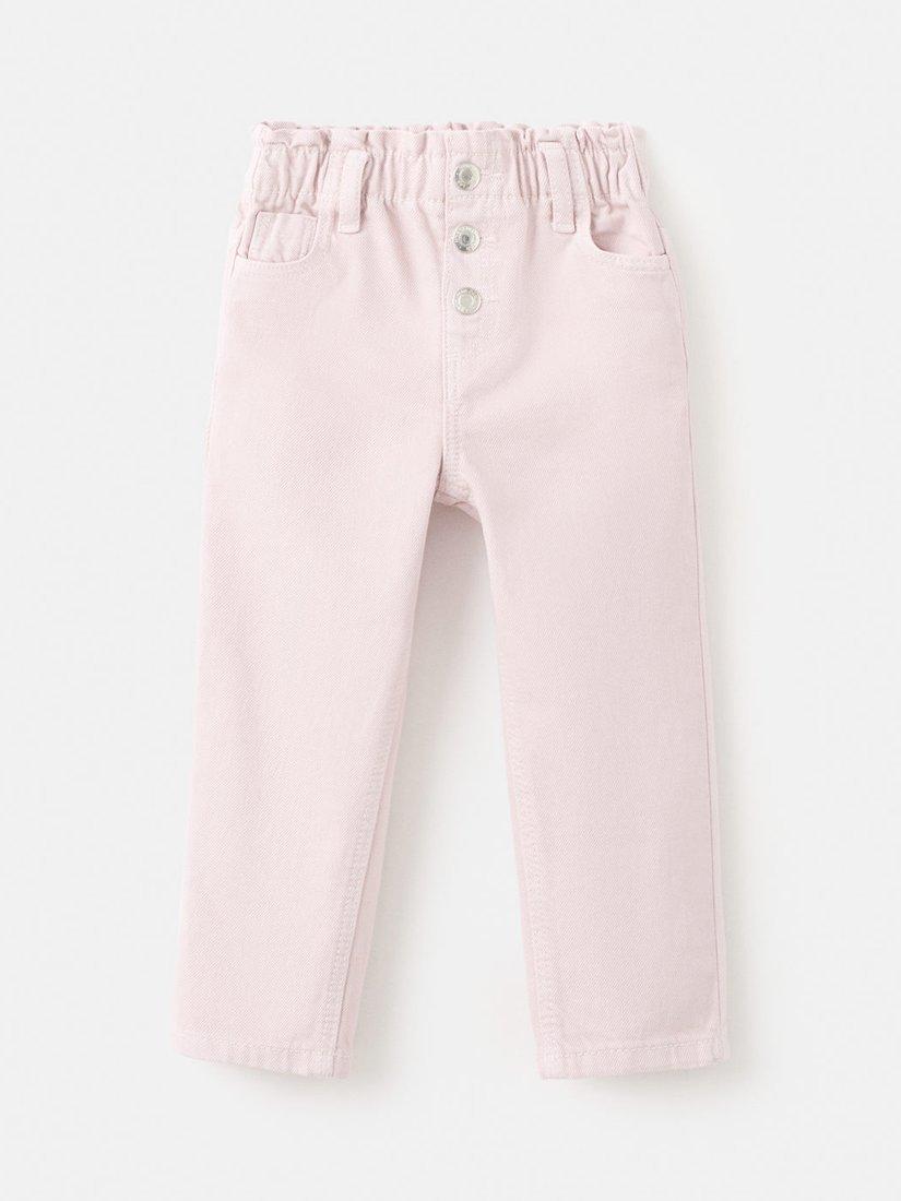 Product image 2 of 5, which shows Mango Kids' Cotton Paperbag Jeans, Pink, 12-18 months