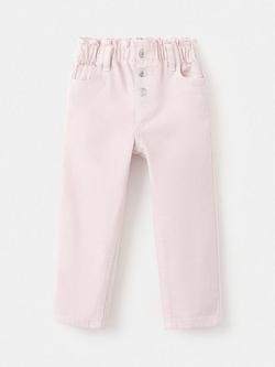 Mango Kids' Cotton Paperbag Jeans, Pink - view 2, Pink