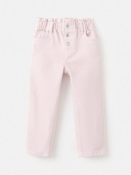 Mango Kids' Cotton Paperbag Jeans, Pink - view 2, Pink