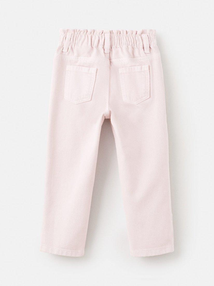 Product image 3 of 5, which shows Mango Kids' Cotton Paperbag Jeans, Pink, 12-18 months